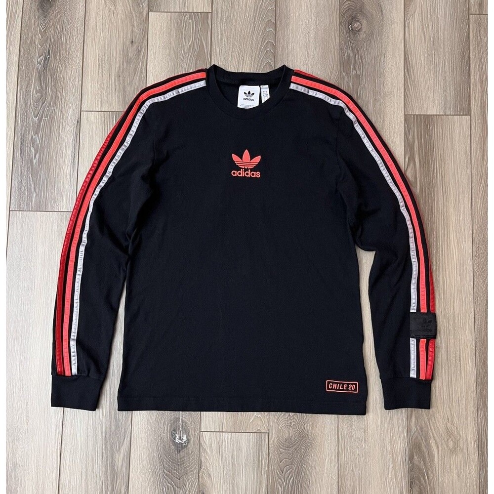 Adidas Originals Chile 20 Black Long Sleeve Cotton Jersey Shirt Sz Small Trefoil